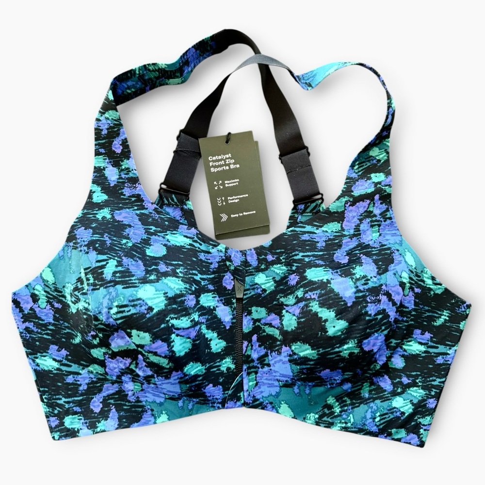 NWT Knix Catalyst Front Zip Sports Bra “Galactica" Print Size 6